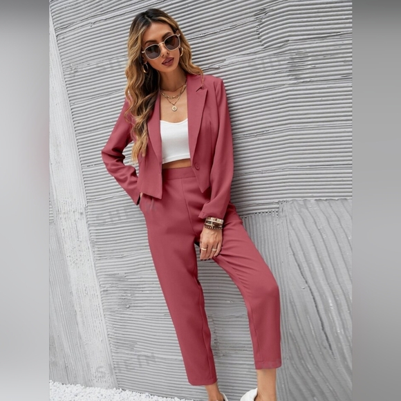 SHEIN Essnce Ladies" Short Blazer With Long Sleeves Dress Pants Suits Size S - Picture 4 of 16